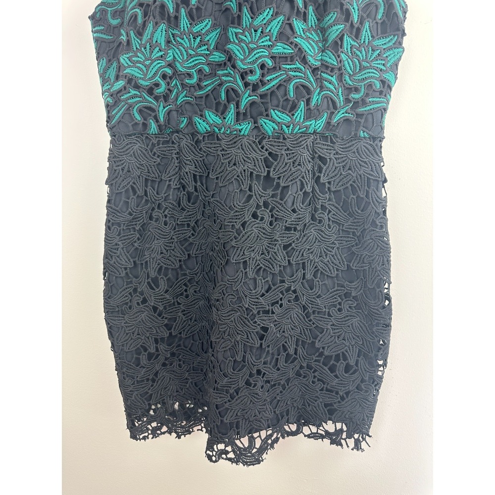 Hutch Sleeveless Milk Silk Lace Cocktail Dress Floral Black Green Size 12 Party - Picture 12 of 13
